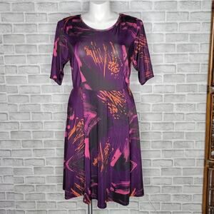 Triste Retro 80s Brush Stroke Print Midi Dress, size 1X